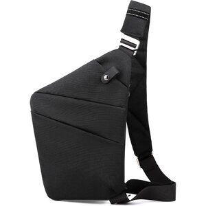Black Lightweight Nylon Anti-Theft Travel Crossbody Bag for Men Women